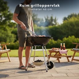 Cheqo® Houtskoolbarbecue - Houtskool Bbq - Kogelbarbecue - Barbecue Op Wielen - Kogelbarbecue Met Deksel - Houtskoolbarbecue Met Deksel - Houtskoolgrill - Tuinbarbecue - Buiten Barbecue - Zwarte Houtskoolbarbecue — thumbnail 3