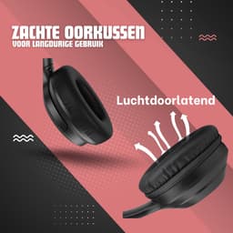Koptelefoon - Bluetooth - Draadloos & Bedraad - ANC - HiFi Geluid - Zwart - Langdurige Batterij - Geschikt voor Consoles, Smartphones, Tablets & Computers — thumbnail 3