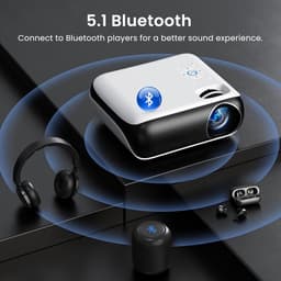 MELVRA 4K Mini Beamer - 4K Support & Native 1080P Full HD Projector - 10000 Lumen - Bluetooth 5.1 & WiFi - Inclusief HDMI & USB - Wit — thumbnail 5