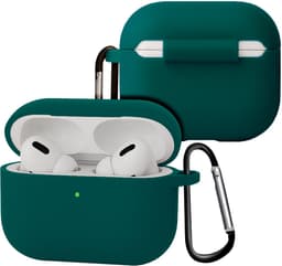 Case - Geschikt voor Apple Airpods Pro 3 - Siliconen Hoes met Clip - Silicone Hoesje Cover - Petrol — thumbnail 1