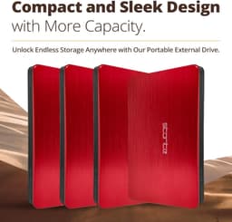 Externe Harde Schijf - Draagbare Opslag - Data Back-up - Snelle USB 3.0 - 1 TB Capaciteit - Rood — thumbnail 4