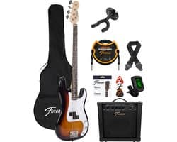 Finesse Elektrische Basgitaar met Versterker - Starterset - Volwassenen - Kind - Sunburst
