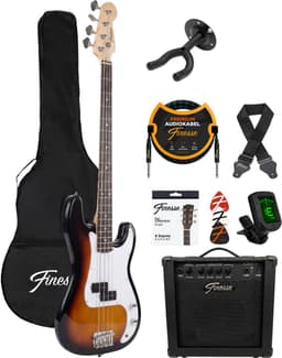 Finesse Elektrische Basgitaar met Versterker - Starterset - Volwassenen - Kind - Sunburst — thumbnail 1