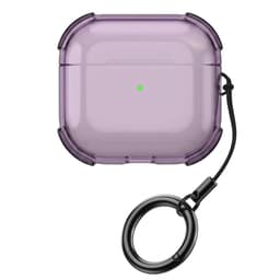 Paars transparant hoesje voor oordopjes met sleutelring – schokbestendige beschermhoes geschikt voor AirPods 4 — thumbnail 1