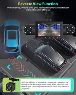 4K + 1080P Spiegel Dashcam met 3 Inch Touchscreen - Autocamera met Achteruitrijcamera, Groothoek Nachtzicht, Dubbele Lens, Loop-opname, G-sensor en Parkeermonitor — thumbnail 5