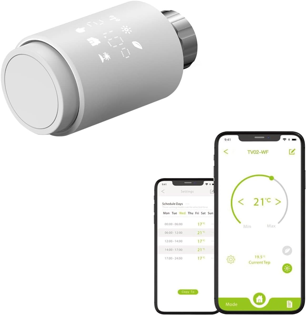 Slimme Radiator Knop - Thermostaat Klep - Energie Besparen - Wifi Direct Koppeling - 10 x 5.65 cm - Wit — afbeelding 1