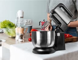 Florixa® Mixer met Mengkom - Keukenmachine - Deegmixer - Inclusief Deeghaak en Garde - Zwart - ‎32cmx 23cm x 23cm — thumbnail 3
