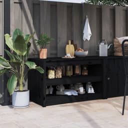 Buitenkeuken Kast - Tuin Keukenmeubel - Buiten Koken - Massief Hout - 106x55x64cm - Zwart — thumbnail 1