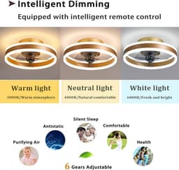 Stil Zwart/Wit Plafondventilator met Dimbare LED Verlichting en Afstandsbediening — thumbnail 4
