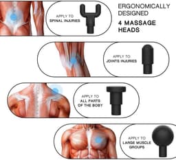 Massage apparaat - Massage gun - Sportmassager - Spiermassager - Elektrisch massagepistool - Zwart - ABS — thumbnail 3
