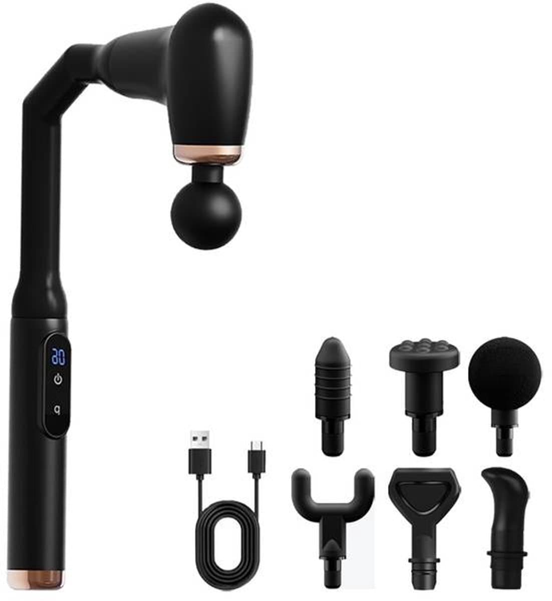 Massagepistool met lange steel voor diepe weefselmassage – 6 koppen en 6 snelheden — afbeelding 1