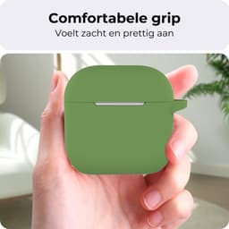 Hoesje - Geschikt voor Apple AirPods 4 - Siliconen Hoes met Clip - Silicone Case Cover - Donkergroen — thumbnail 4