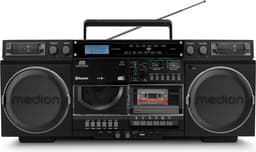 MEDION P66538 Cassetterecorder (retro boombox met cd-speler, jaren 80, groot, USB, SD, cd, cassette MC, DAB+ radio telescopische antenne, Bluetooth, cassettedeck, opnamefunctie, werkt op batterijen) — thumbnail 1