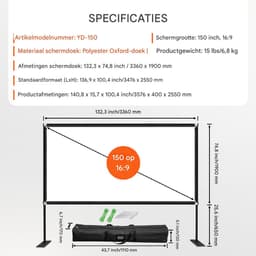 Projector - Projector scherm - Projector screen - Beamer scherm - 150 Inch — thumbnail 2
