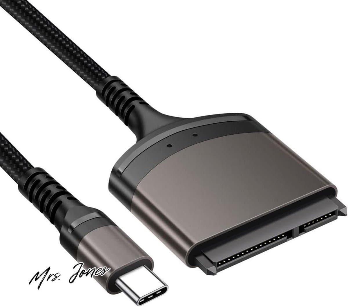 Mrs. Jones SATA naar USB - Nylon Gevlochten Kabel - 25 inch SATA Harde Schijf Converter Adapter - SSD/HDD Gegevensoverdracht . — afbeelding 1