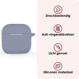 Hoes - Geschikt voor Apple AirPods 4 / 5 - Siliconen Hoesje met Clip - Silicone Case Cover - Lila — thumbnail 3