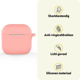 Hoesje Geschikt voor Apple AirPods 4 - Siliconen Hoes met Clip - Silicone Case Cover - Lichtroze — thumbnail 3