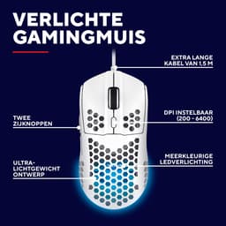 Trust GXT929W Helox - Gaming Muis - Ultra licht - RGB verlichting - 6400 DPI - Bedraad - Zwart — thumbnail 2