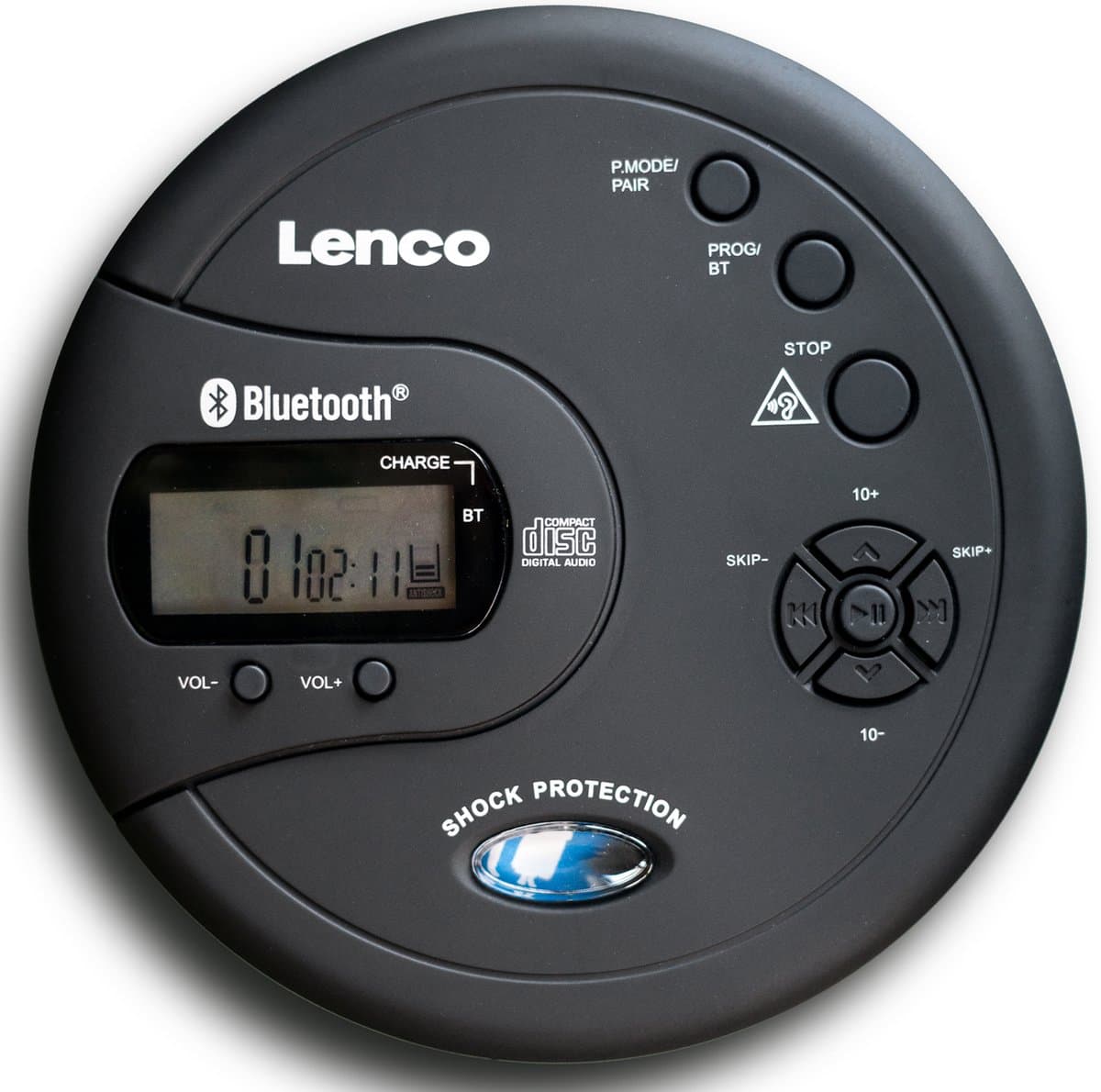 Lenco CD-300BK Discman - Draagbare Bluetooth® CD-MP3 Speler - Anti-Shock bescherming en oplaadbare Batterij - Zwart — afbeelding 1
