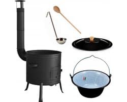 Buiten kookkachel - set 14liter. BUITEN KEUKEN! Houtkachel, HONGAARSE ketel 14L met deksel!!! BBQ Kookpan Terras kachel. Hongaarse ketel 14l