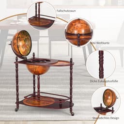Globus minibar wijnrek met wieltjes – Praktische cocktailbar voor thuis — thumbnail 4