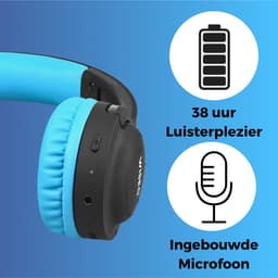 Kinderkoptelefoon Draadloze Koptelefoon Kinderen Geluid Dempend met Bluetooth – 38u batterij & Microfoon – Kinder Koptelefoon - WiseQ HERO -Blauw & Zwart — thumbnail 5
