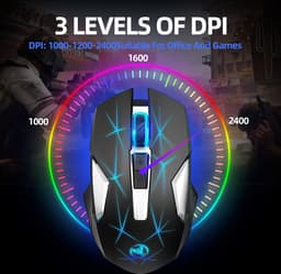 HXSJ T300 2.4G Draadloze Gaming Muis - Computermuizen - Ultra licht - Compact Voor Onderweg - RGB Verlichting - Zwart — thumbnail 4