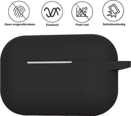 Hoesje - Geschikt voor Apple AirPods Pro 2 - Siliconen Hoes met Clip - Silicone Case Cover - Zwart — thumbnail 3