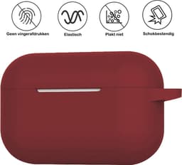 Hoesje - Geschikt voor Apple AirPods Pro 2 - Siliconen Hoes met Clip - Silicone Case Cover - Wijnrood — thumbnail 5