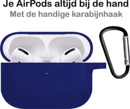 Hoesje - Geschikt voor Apple AirPods Pro 2 - Siliconen Hoes met Clip - Silicone Case Cover - Donkerblauw — thumbnail 5