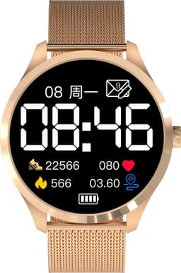 Belesy® Y6 Pro 2022 - Smartwatch Dames - Smartwatch Heren - Android - IOS - Horloge - 1.28 inch - Kleurenscherm - Stappenteller - Bloeddruk - Hartslag - 75+ Wijzerplaten - Sporten - Staal - Goud - Moederdag — thumbnail 2