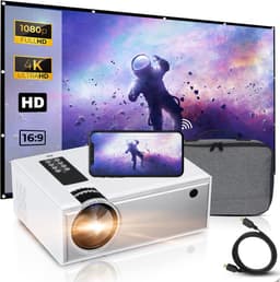 Mini Beamer - Projector Incl. Projectiescherm + Draagtas + Afstandsbediening - 4000 Lumen - Streamen Vanaf Je Telefoon Met WiFi — thumbnail 1