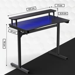Bayt Game Bureau - Gaming Bureau - Gaming desk - Game Bureau met LED - Computertafel - Monitor Standaard - 105 x 55 x 75 cm - Zwart — thumbnail 3
