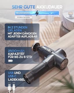 Massagepistool met 7 opzetstukken en 30 snelheden voor diepe weefselmassage — thumbnail 2