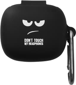 kwmobile Hoes geschikt voor JBL Live Pro 2 TWS - Siliconen cover voor oordopjes in wit / zwart / zwart - Don't Touch My Headphones design — thumbnail 1