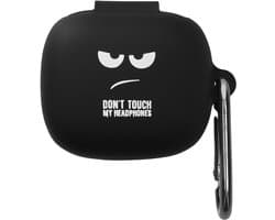 kwmobile Hoes geschikt voor JBL Live Pro 2 TWS - Siliconen cover voor oordopjes in wit / zwart / zwart - Don't Touch My Headphones design