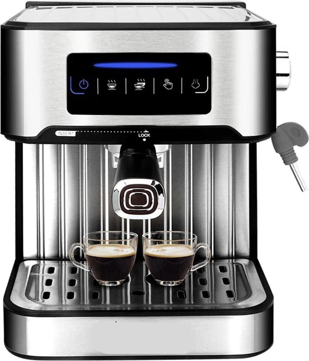 Koffiezetapparaat - Espresso - Espresso Machine - Cappuccino koffiezetapparaat - Melkopschuimer - LCD touch - Semi automatische Pomp - 1200W - Licht grijs — afbeelding 1