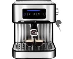 Koffiezetapparaat - Espresso - Espresso Machine - Cappuccino koffiezetapparaat - Melkopschuimer - LCD touch - Semi automatische Pomp - 1200W - Licht grijs