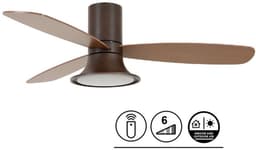 Plafondventilator Airfusion Flusso Bruin 18W Led Ø 132cm Incl. Afstandsbediening — thumbnail 1