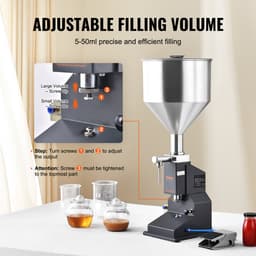VEVOR 5-50ml Vulmachine Handmatige Vloeistofvulmachine Gemaakt van Food Grade 304 Roestvrij Staal Siliconen Ptfe Compatibel met 500w Luchtcompressor Vulmachine voor Het Vullen van Honingolie-Essentie — thumbnail 4