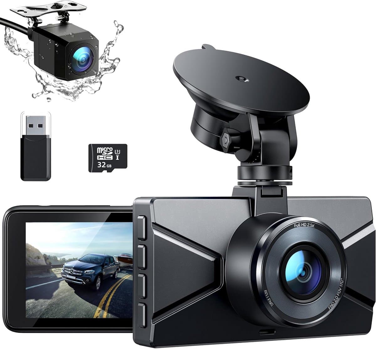 ApexArte® Dashcam voor Auto - Dualdashcam Voor en Achter - Full HD - Zwart — afbeelding 1