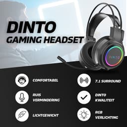 DINTO® Gaming headset met microfoon - Extra Bass - Gaming Koptelefoon - Geschikt voor Nintendo Switch - PS4/PS5 - Laptops - Xbox One - PC — thumbnail 4