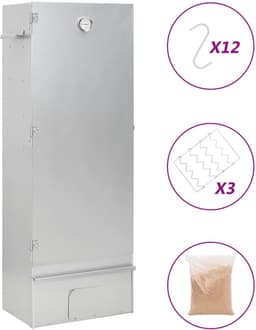 vidaXL - BBQ-rookoven - met - houtsnippers - 44,5x29x110 - cm - staal — thumbnail 1