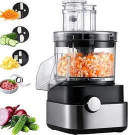 Groentesnijder Keukenmachine - Keukenapparaat Raspen - Snel Ingrediënten Bereiden - 5-in-1 Functies - 5 Liter Inhoud - Zilver — thumbnail 1