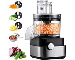Groentesnijder Keukenmachine - Keukenapparaat Raspen - Snel Ingrediënten Bereiden - 5-in-1 Functies - 5 Liter Inhoud - Zilver