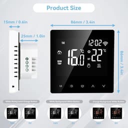 Slimme Wifi Thermostaat voor Elektrische en Watergestookte Vloerverwarming - LCD Touchscreen — thumbnail 4