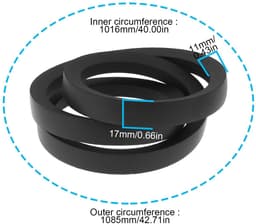 Dailygoods- V-riem Neopreen 17 mm - Buitenomtrek 1085 mm - Binnenomtrek 1016 mm - Geschikt voor Grasmaaiers - Eenvoudig te Installeren - Hoge Betrouwbaarheid - Grasmaaier Riem — thumbnail 2