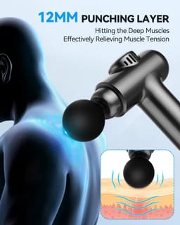Mini Massage Gun - Spierherstel Apparaat - Spierontspanning Bevorderen - 30 Snelheden LCD Touch - 12.3 x 14.9 cm - Zwart — thumbnail 3
