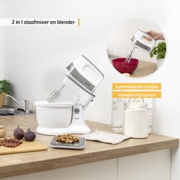 Keukenmixer - Standmixer - Bakken en Koken - 2-in-1 Hand- en Standmixer - 34 Liter Kom - Wit Grijs — thumbnail 3