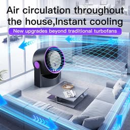 KZQ Tafelventilator – Bureauventilator – Stille werking – 100 snelheidsstanden – LED-display – Type-C oplaadpoort – 180° groothoek-luchtstroom – 1200mAh-accu – Ideaal voor kantoren, slaapkamers, woningen en keukens – Grijs — thumbnail 3